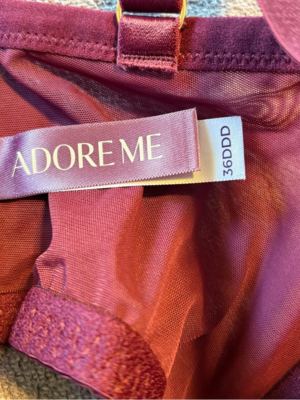 NEW Adore Me Margaritte Push Up Balconette Bra Grape Wine, Size 36DDD - Picture 5 of 6